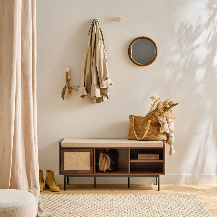 Calicosy - Schoenenbank 3 vakken 1 deur L100 cm - JETSON - Donker hout