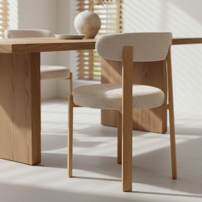 DÉJA Living - Eetkamerstoel Beige|Naturel Stof - Lagan - Set van 2