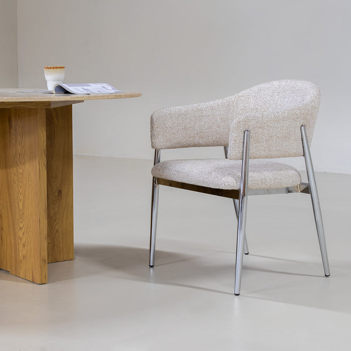 DÉJA Living - Eetkamerstoel Beige|Chrome - Dénia - Set van 2