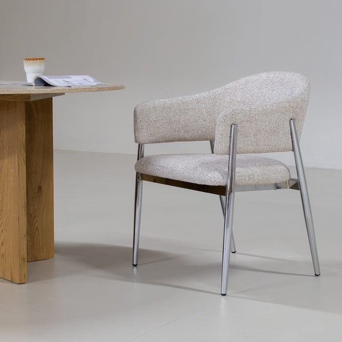 DÉJA Living - Eetkamerstoel Beige|Chrome - Dénia - Set van 2