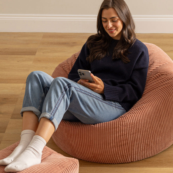 icon Kingston Zitzak met Poef - Ribfluweel - Roze