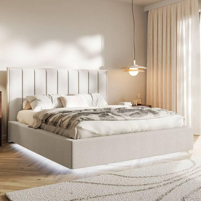 NADUVI Collection Bedframe Taavi chenille met verlichting 140 x 200 cm