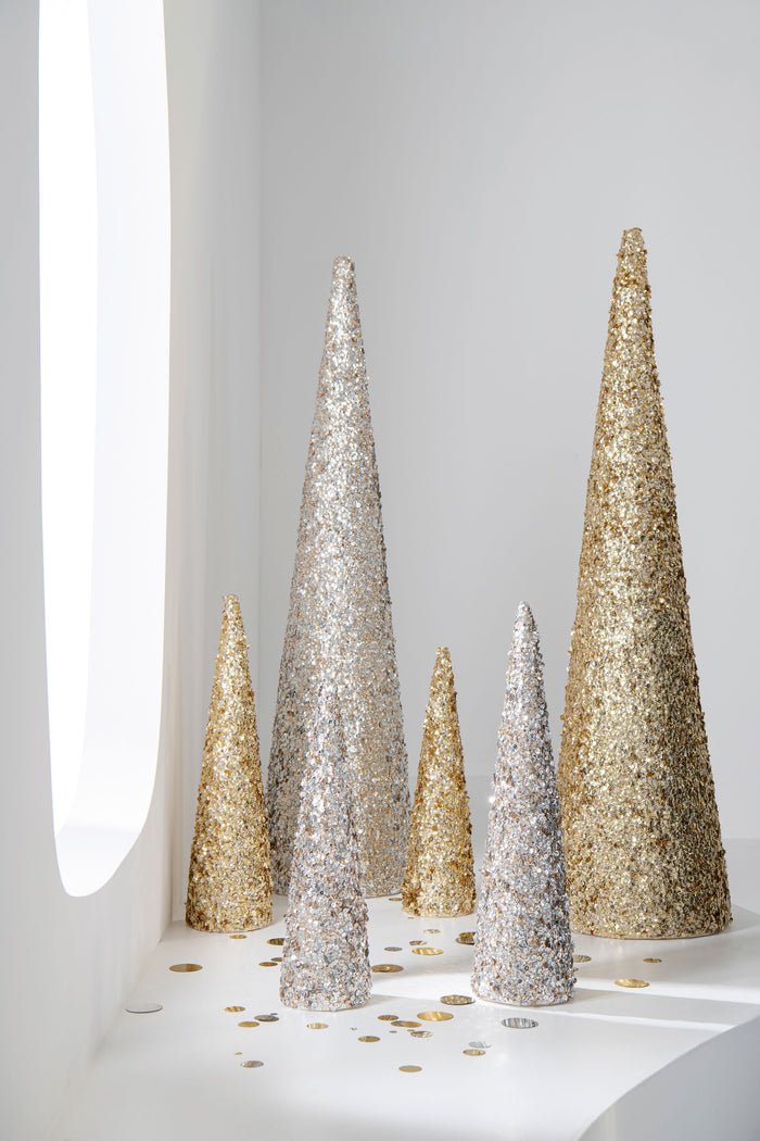 J-Line decoratie Kegel Pailletten Schuim - kunststof - champ