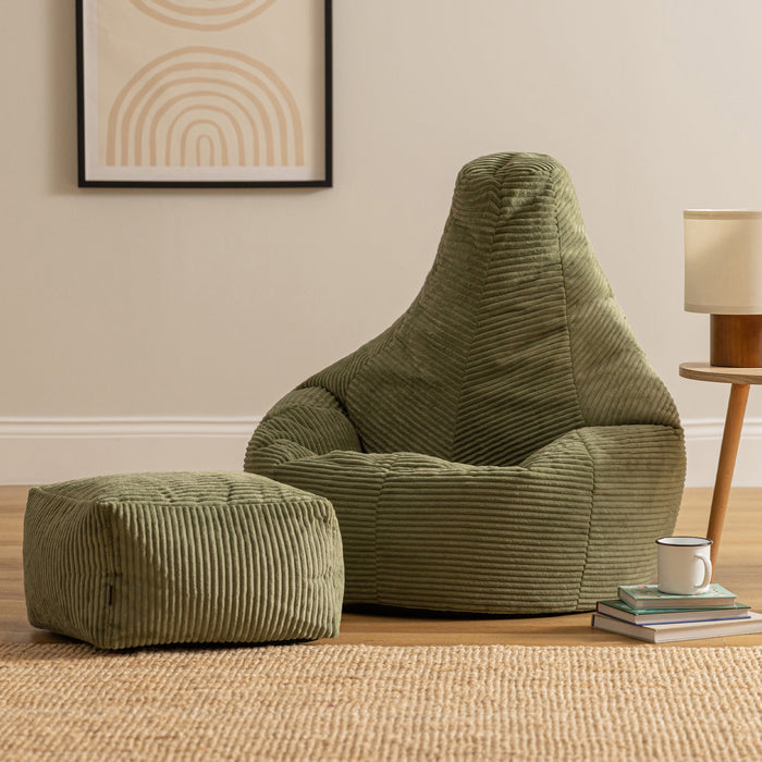 icon Dalton Zitzak met Poef - Ribfluweel - Saliegroen