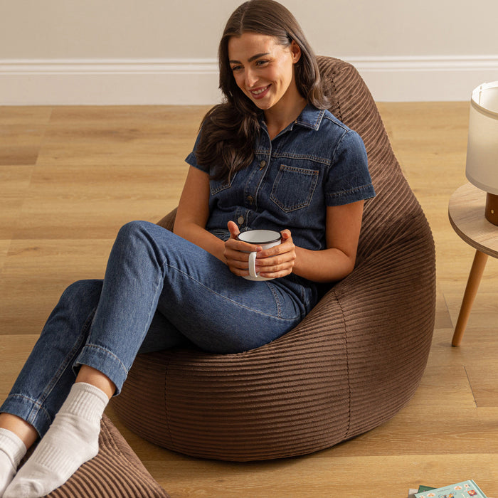 icon Dalton Zitzak met Poef - Ribfluweel - Chocolade