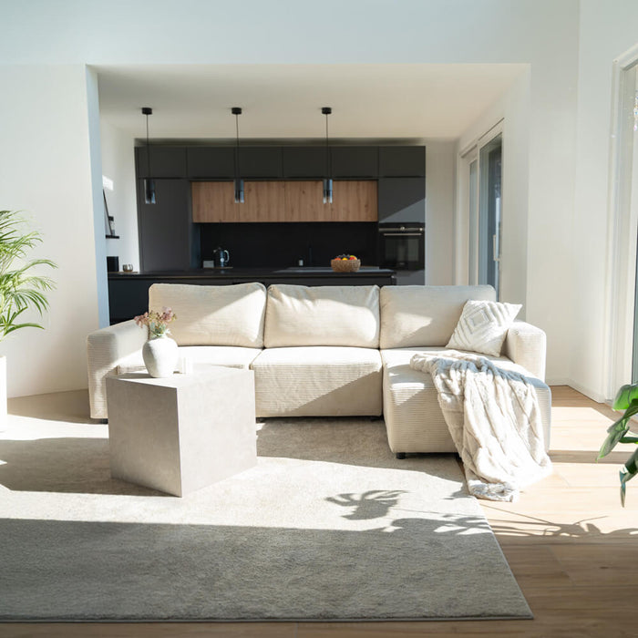 HOME DELUXE Modulaire 3-zits Slaapbank - Ribfluweel - Beige