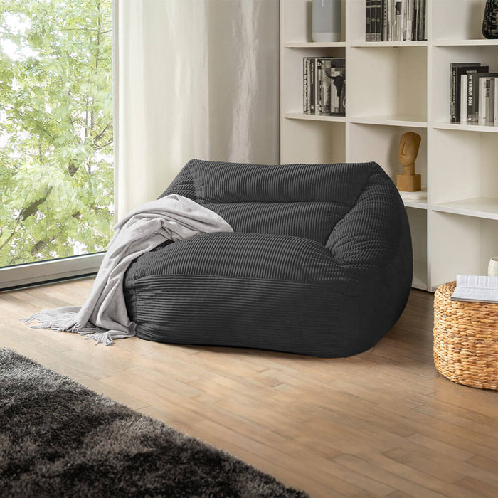 HOME DELUXE Zitzak Fauteuil - Ribfluweel - Antraciet