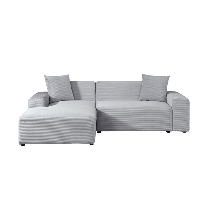 HOME DELUXE Hoekbank met Chaise Longue Rechts - Ribfluweel - Grijs