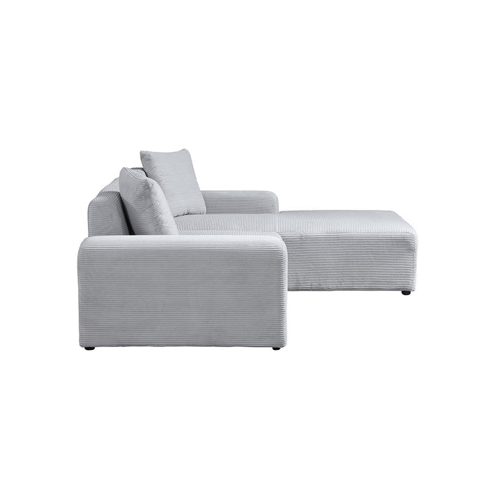 HOME DELUXE Hoekbank met Chaise Longue Rechts - Ribfluweel - Grijs