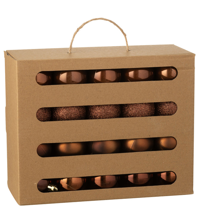 J-Line kerstbal Barok - kunststof - bruin - doos van 40