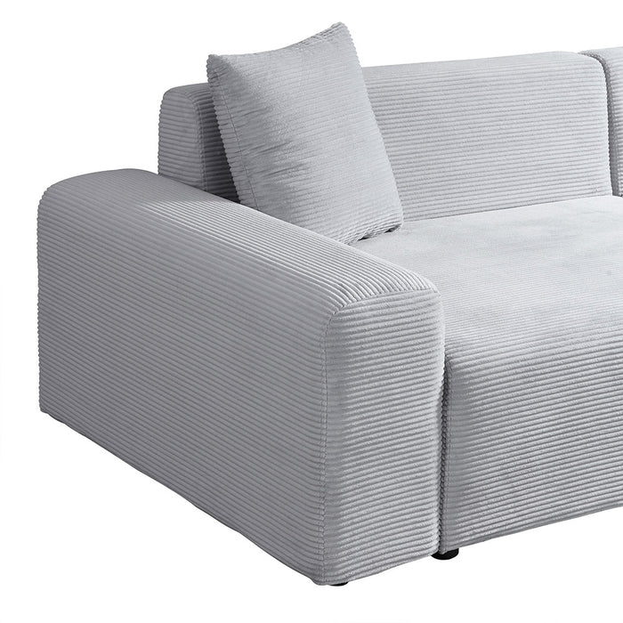 HOME DELUXE Hoekbank met Chaise Longue Rechts - Ribfluweel - Grijs