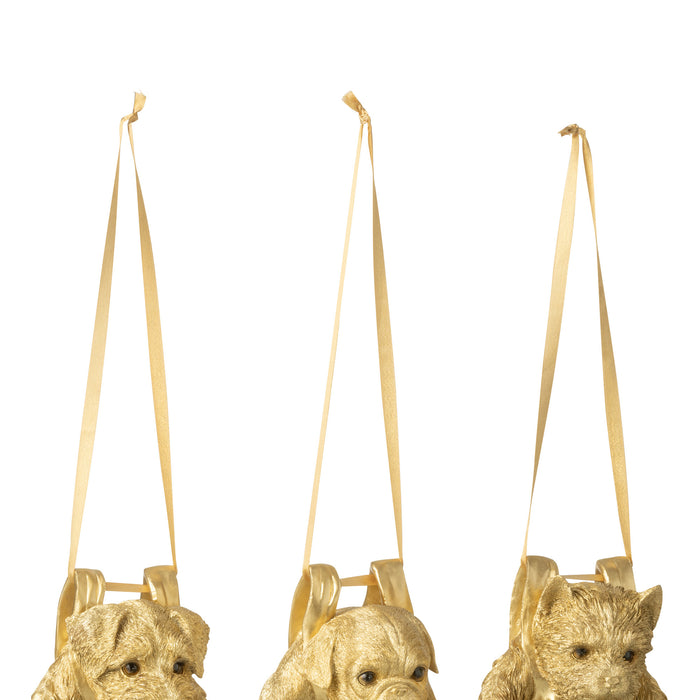 J-Line hanger Hond - kunststof - goud - 3 stuks