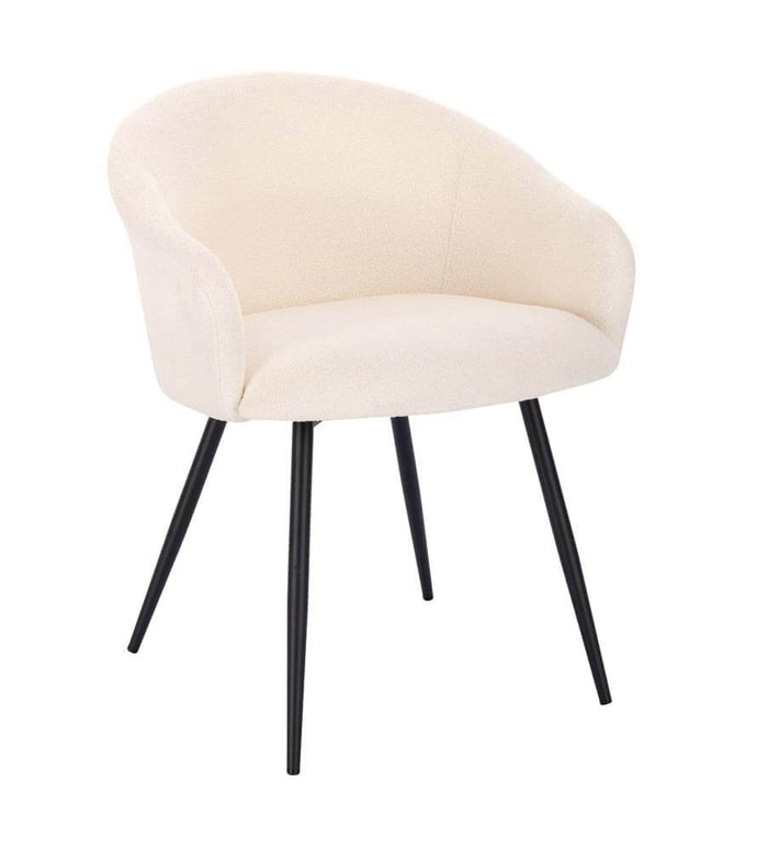 HOME DELUXE Eetkamerstoel - Bouclé - Wit - Set van 4