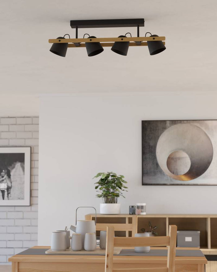 EGLO connect.z Hornwood-Z Plafondlamp - 78 cm - Zwart|Bruin - RGB