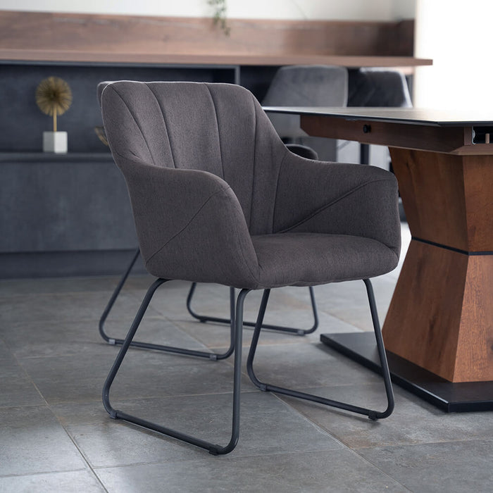 HOME DELUXE Eetkamerstoel – Webstof – Antraciet – Set van 4