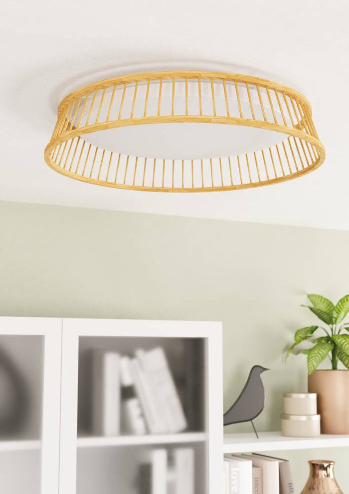 EGLO Luppineria Plafondlamp - LED - Ø 45 cm - Bruin|Wit - Hout