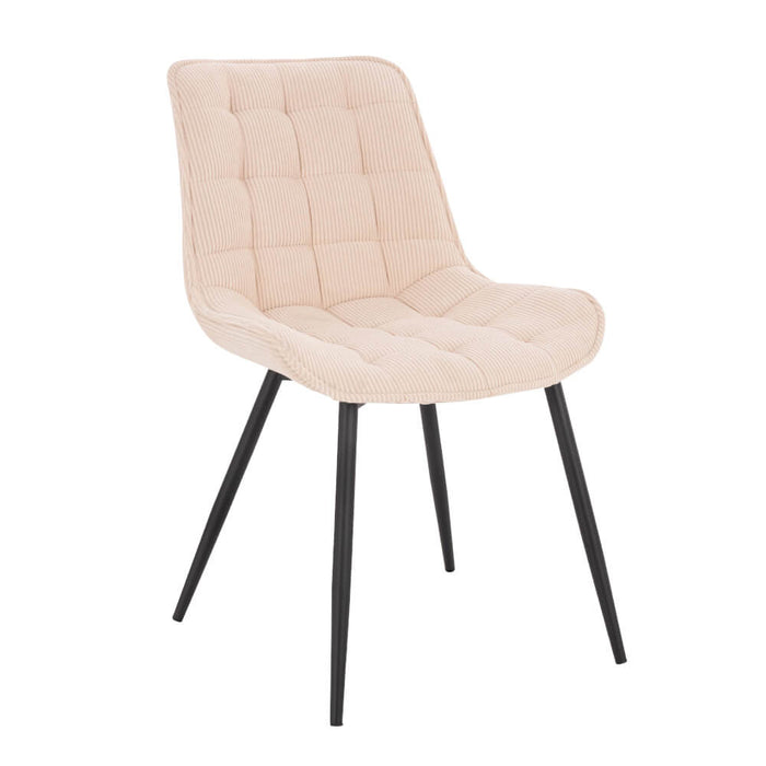 HOME DELUXE Eetkamerstoel – Ribfluweel – Beige – Set van 2