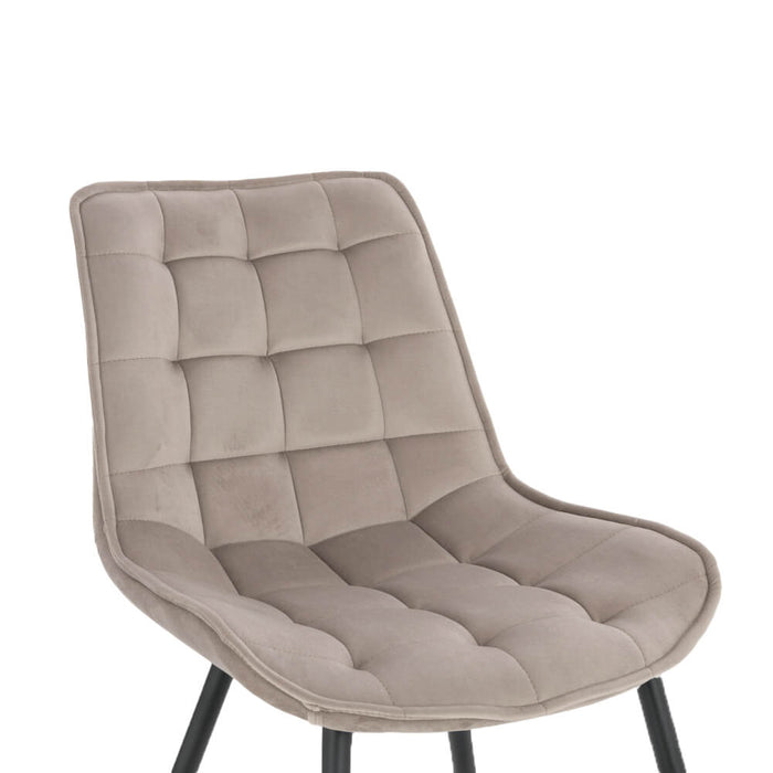 HOME DELUXE Eetkamerstoel – Fluweel – Lichtbruin – Set van 4