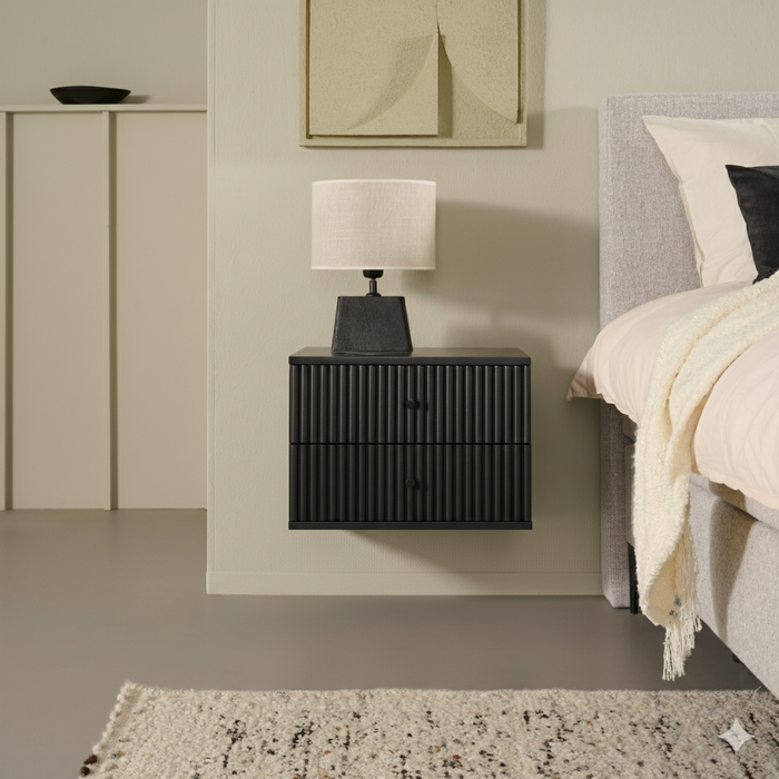 Nachtkastje Hangend Sem - Hout - Mango|Zwart - Hout