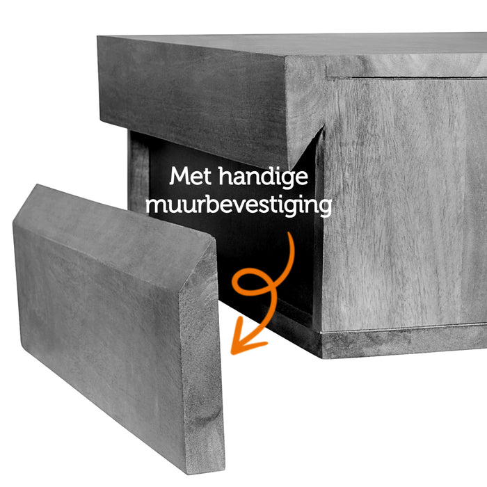 Nachtkastje Hangend Sem - Beige|Hout - Mango|Taupe - Hout