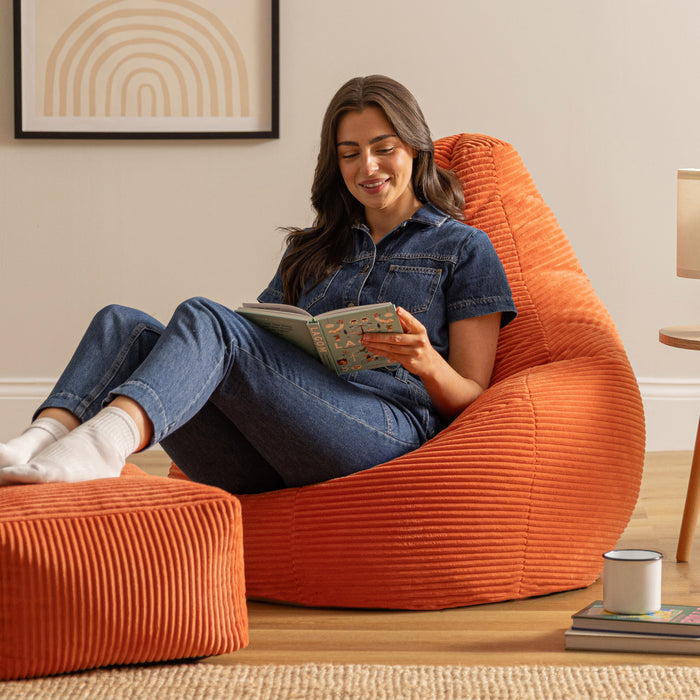 icon Dalton Zitzak met Poef - Ribfluweel - Terra-oranje