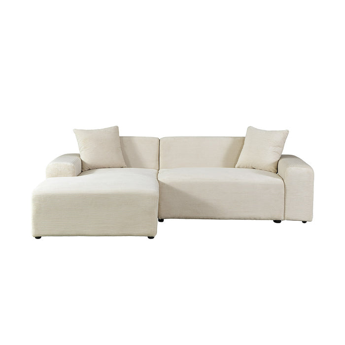 HOME DELUXE Hoekbank met Chaise Longue Links - Ribfluweel - Beige