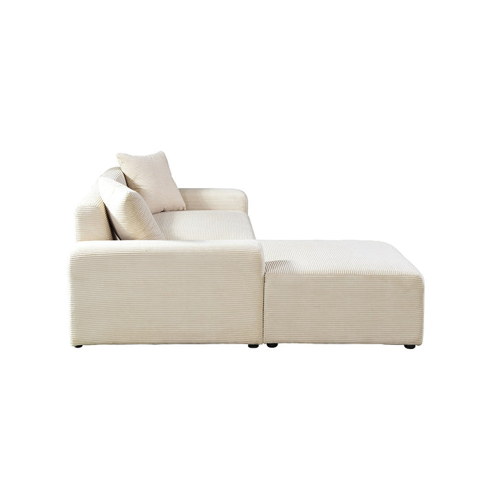 HOME DELUXE Hoekbank met Chaise Longue Links - Ribfluweel - Beige