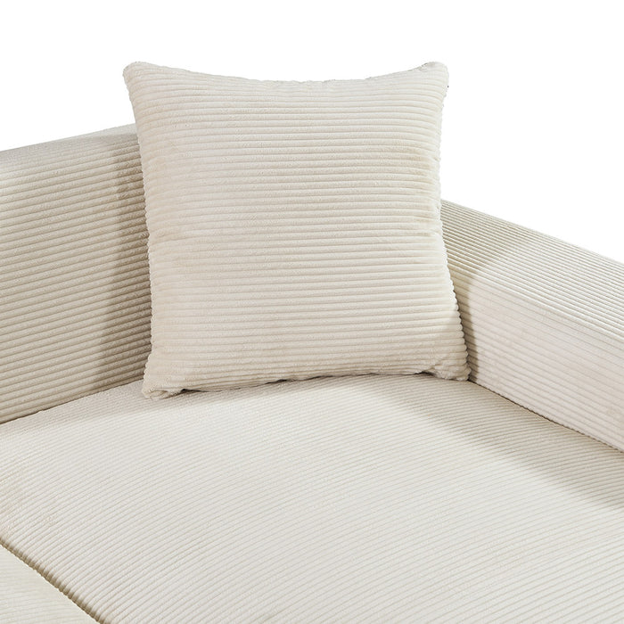 HOME DELUXE Hoekbank met Chaise Longue Links - Ribfluweel - Beige