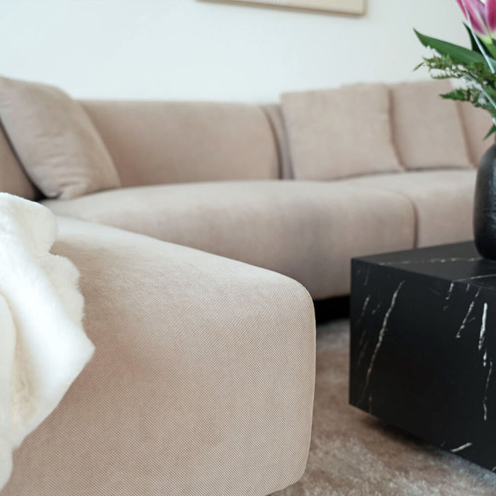 HOME DELUXE Hoekbank met Chaise Longue Rechts - Webstof - Beige