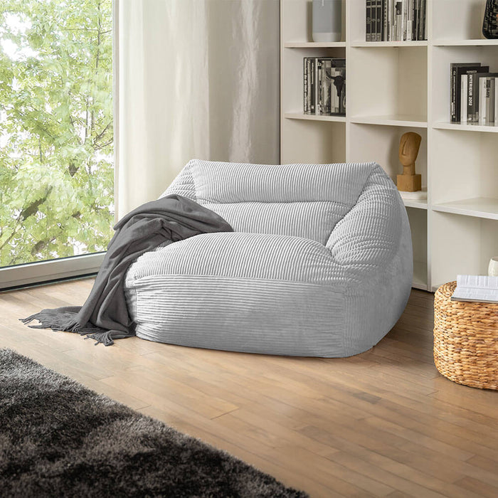 HOME DELUXE Zitzak Fauteuil - Ribfluweel - Lichtgrijs