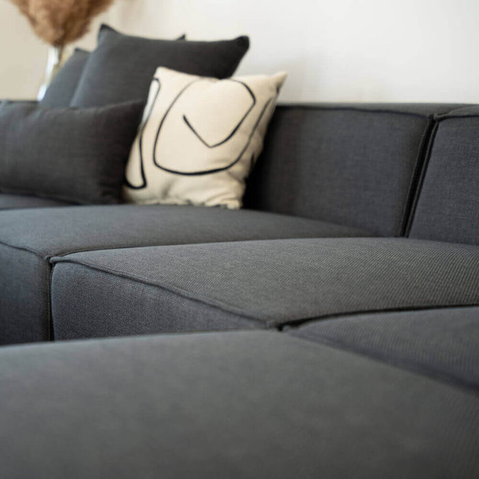 HOME DELUXE Modulaire 3-zitsbank met Hocker - Antraciet