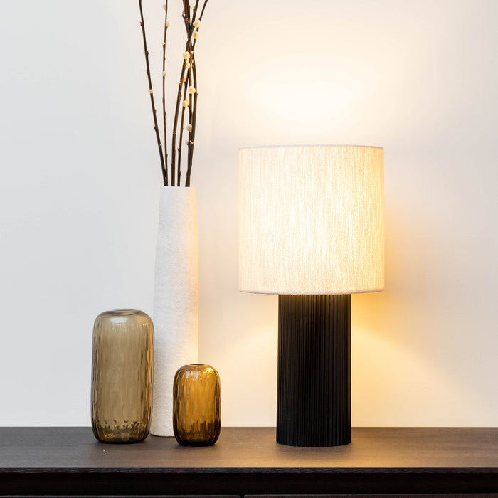 Atmooz Hero - Tafellamp - Zwart & Wit - Katoen & Metaal - 26x26x51cm