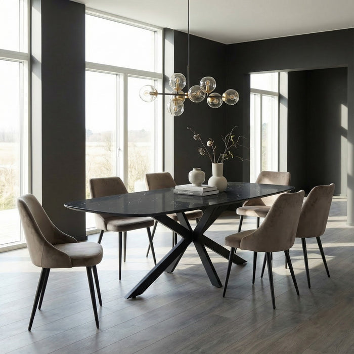 Giga Meubel - Eettafel Deens Ovaal - Zwart Hout - 220x100x76cm - Marco