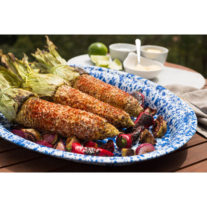 Crow Canyon Home Ovale Schaal Splatter Rood