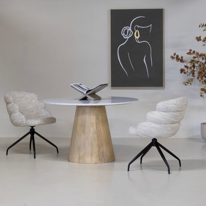 DÉJA Living - Eettafel Terrazzo|Hout - Naturel - 120x120x76cm - Sara