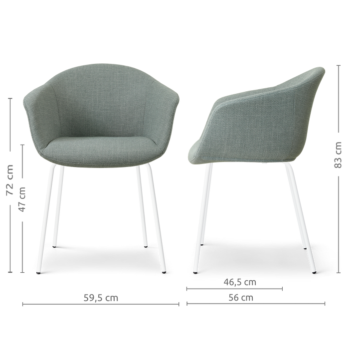 Nolon Nora-Otis Eetkamerstoel Saliegroen - met Armleuning - Wit