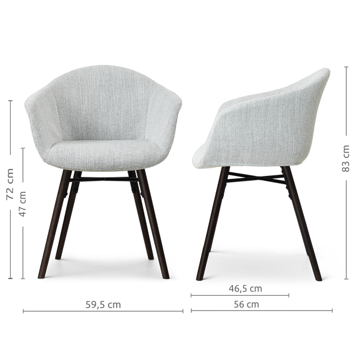 Nolon Nena-Otis Eetkamerstoel Grijs Melange - Zwarte Houten Poten