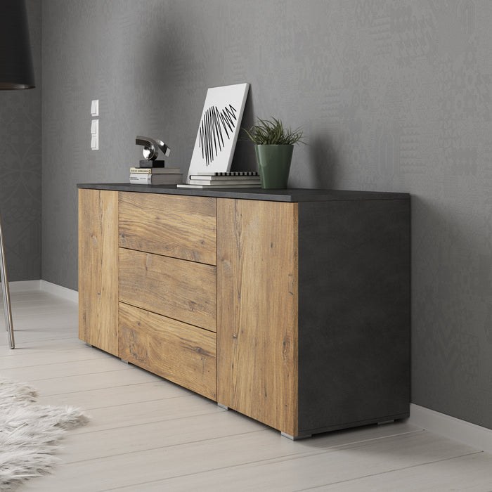 Meubella - Pure - Dressoir - Eiken|Grijs - 150x39x68 cm