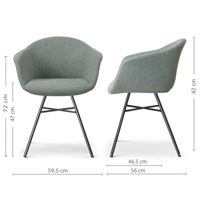 Nolon Noa-Otis Eetkamerstoel Saliegroen - met Armleuning - Zwart