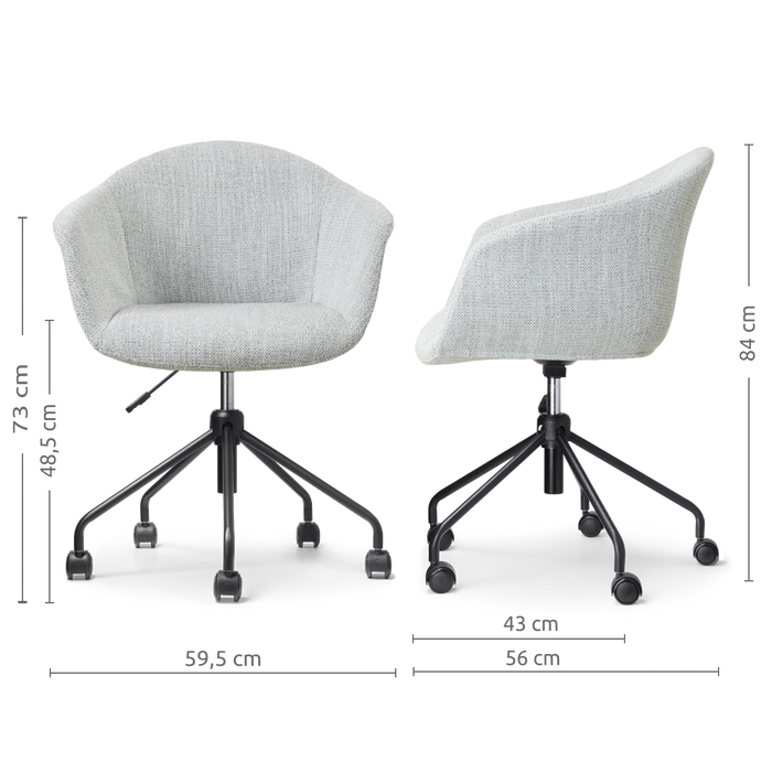 Nolon Nout-Otis bureaustoel grijs melange - zwart onderstel