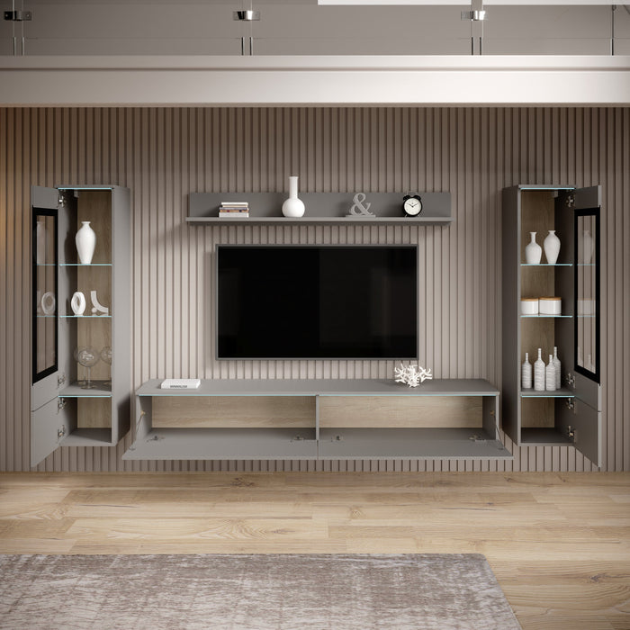 Meubella - Variety - Wandmeubel - Grijs - 180x33x32 cm