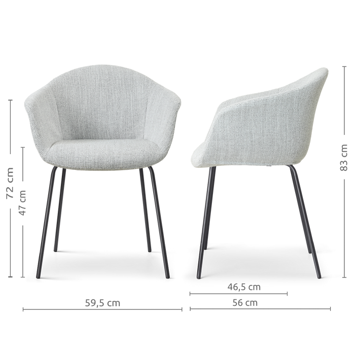 Nolon Nora-Otis Eetkamerstoel Grijs Melange - met Armleuning - Zwart