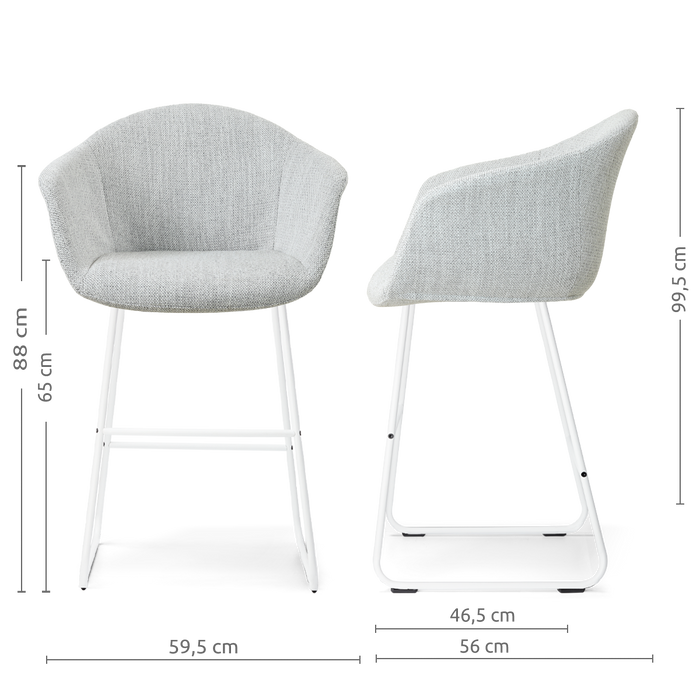 Nolon Nino-Otis Barkruk Grijs Melange - Wit Onderstel - 65 Cm