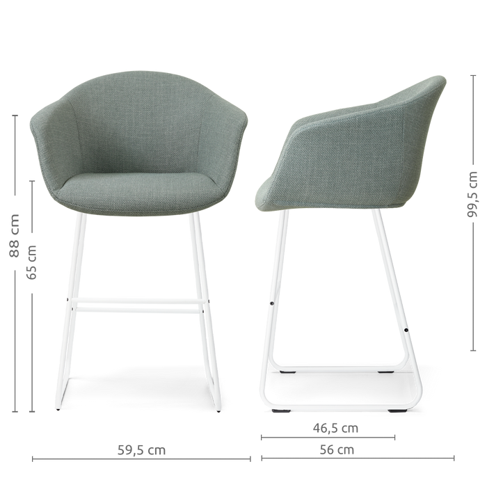 Nolon Nino-Otis barkruk saliegroen - wit onderstel - 65 cm