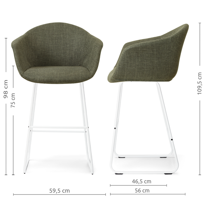 Nolon Nino-Otis barkruk forestgroen - wit onderstel - 75 cm