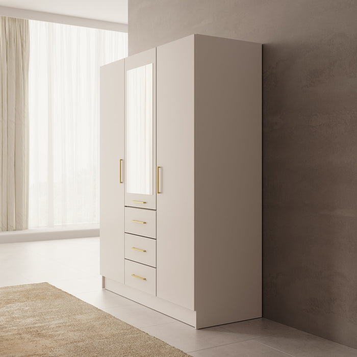 Meubella - Komodo - Kledingkast met 3 deuren - Beige - 150x61x201 cm