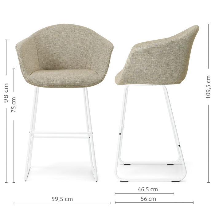 Nolon Nino-Otis barkruk taupe melange - wit onderstel - 75 cm