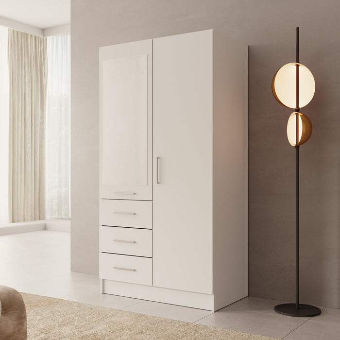 Meubella - Komodo - Kledingkast met 2 deuren - Wit - 101x61x201 cm