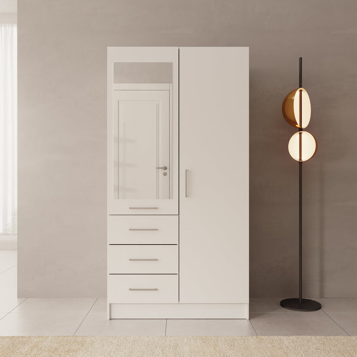 Meubella - Komodo - Kledingkast met 2 deuren - Wit - 101x61x201 cm