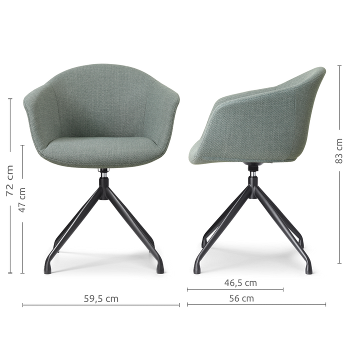 Nolon Nola-Otis Eetkamerstoel Saliegroen - Draaibaar Zwart Onderstel